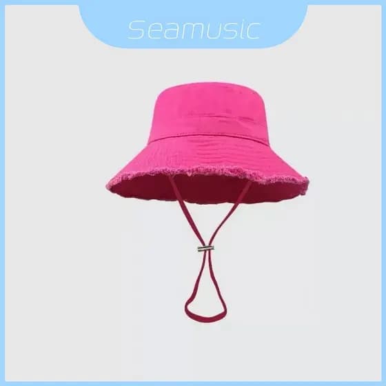 Chapéu De Pescador De Algodão Lavado À Água Com Guarda-Sol Para Proteção Solar Ao Ar Livre E Estilo Casual De Verão