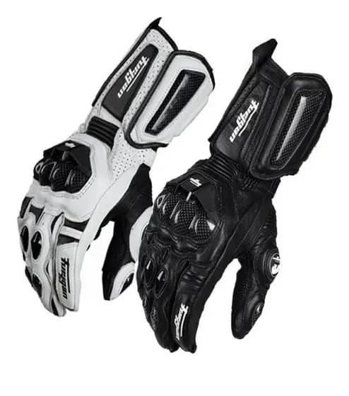 Luvas Longas De Fibra De Carbono Jaguar Furygan AF-10 De Couro Para Motocicletas