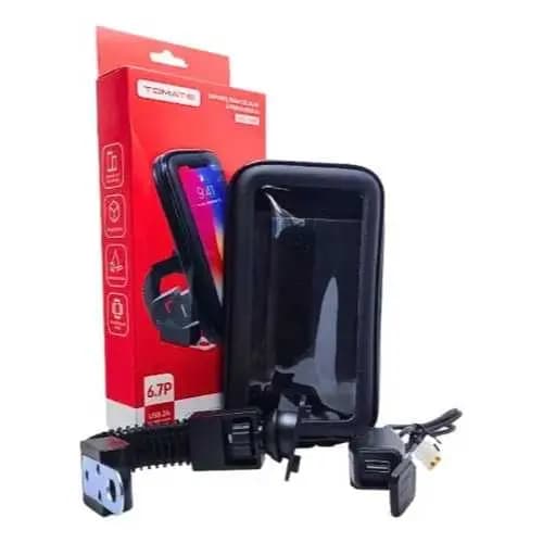 Suporte de Celular Impermeável para Moto/Bicicleta com Carregador USB – Tela até 6.7”