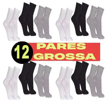 12 OU 03 PARES MEIAS ALGODÃO 75%, MODELOS E CORES A SUA ESCOLHA!