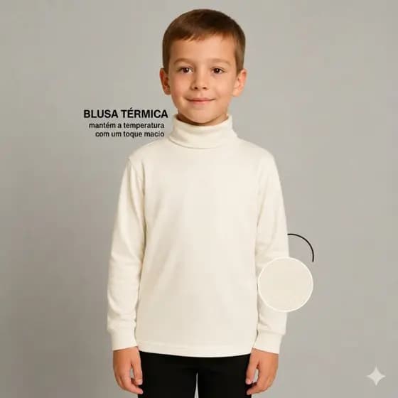 Blusa de Frio Termica sem pelúcia Infantil Manga Longa Unissex 100% Algodão Quentinha Imverno Básica Unissex