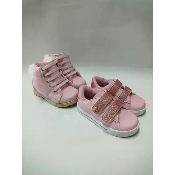 Kit 2 Pares Calçado Infantil Menina Confortável Antiderrapante Outono e Inverno Volta as Aulas