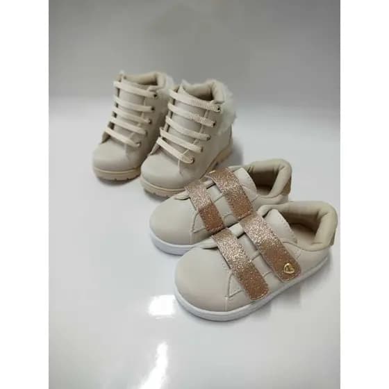 Kit 2 Pares Calçado Infantil Menina Confortável Antiderrapante Outono e Inverno Volta as Aulas
