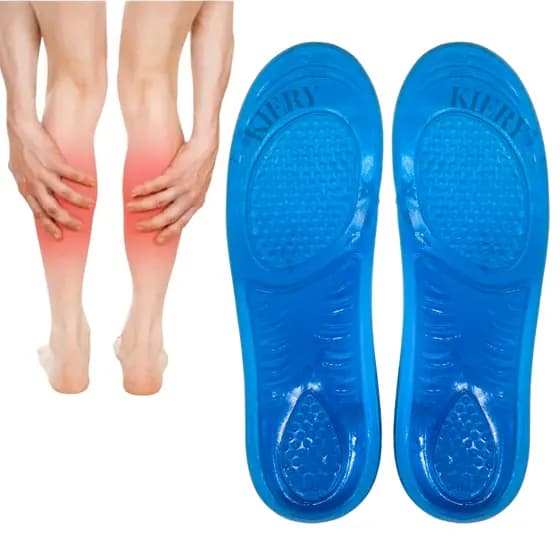 Palmilha Ortopédica Azul Gel Silicone Confortável Dor Nos Pés