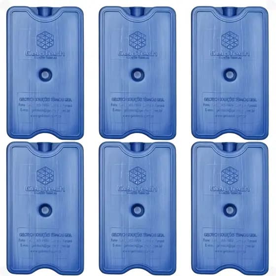 Gelo Reutilizável Artificial Placa Gelox Gelotech Compressa Cooler 6 Unidades