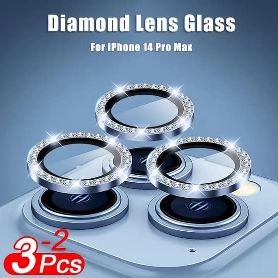 Película Diamante lente Para iPhone 14 13 12 11 Pro Max 13 12 Mini Proteção De Câmera Filme Protetor De Anel Metálico