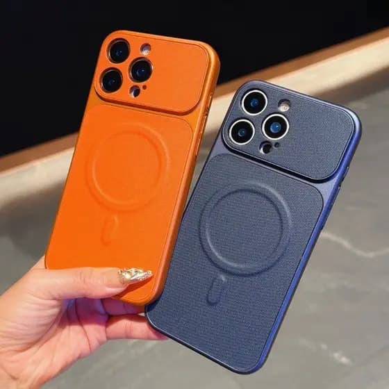 Capa De Telefone Magnética Com Textura De Couro De Luxo Adequada Para IPhone 17 16 15 14 13 Pro Max Traseira