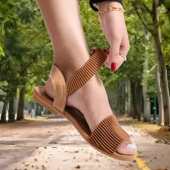 Sandália de Elástico Feminina Rasteirinha Rasteira Confortavel Ortopédica Antiderrapante Calce Fácil