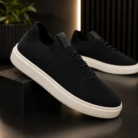 Tênis Slip On Knit Leve para o Dia a Dia masculino Casual Confortável Palmilhas P.U Estiloso Presente Dia Dos Pais
