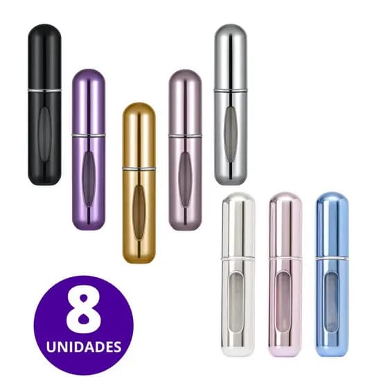 Mini Frasco Para Viagem 5ml Portátil Kit 8 Unidades Bolsa Mochila Porta Perfume