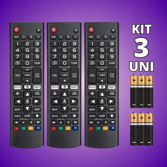 Kit 3 Controle Remoto Compatível Com LG Smart Tv 4k Botões Netflix Amazon - Escolha Seu Kit