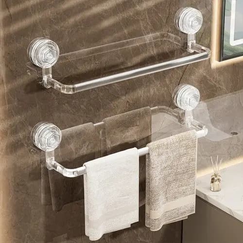 Toalheiro Suporte Porta Toalha Com Ventosa Sucção Retrátil 60cm -120cm