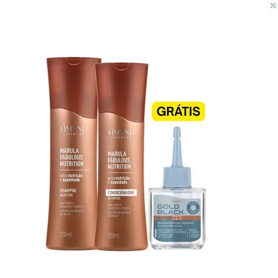 Kit Amend Marula Shampoo E Condicionador + Reparador de Pontas Amend Gold Black