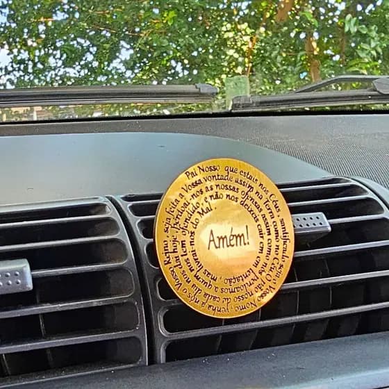 Enfeite Pai Nosso Evangélico/Católico e Aromatizador Suporte Saída Ar