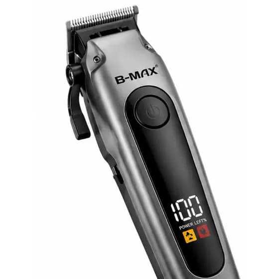 Máquina de Cortar Cabelo Profissional B-MAX Sem Fio Recarregável USB Visor LCD Lâmina Ajustável Alta Precisão