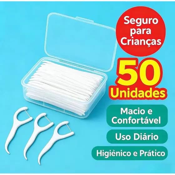 Fio Dental Descartável 50 Unidades | Limpeza Bucal Prática e Eficiente