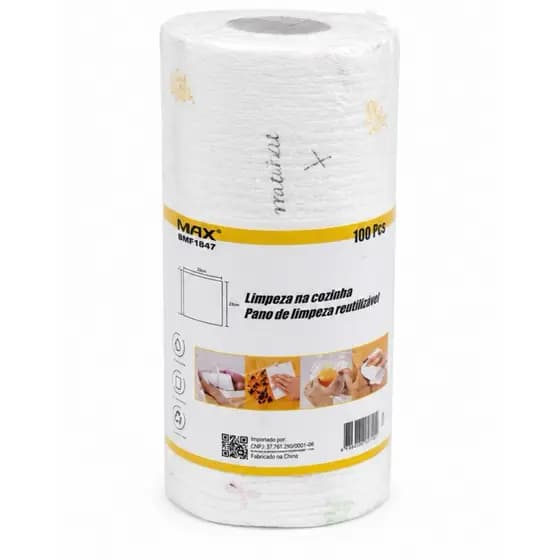 Rolo Pano Multiuso Reutilizável 100 Panos 22x22cm Limpeza Cozinha Pia Mesa Alta Absorção