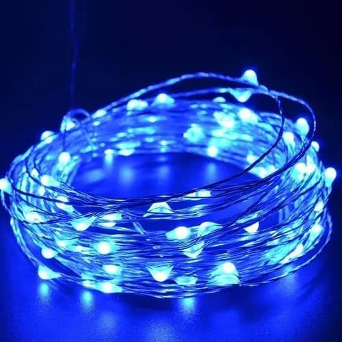 Fio Fada Cordão Luz Azul 2mt 20 Led Pilha Barato Decoração