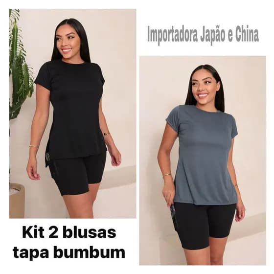 KIT 2 BLUSA TAPA BUMBUM CAMINHA ACADEMIA