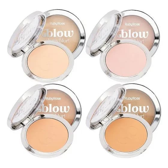 Pó Compacto Ruby Rose Blow Soft Blur Efeito Matte Controle de Oleosidade