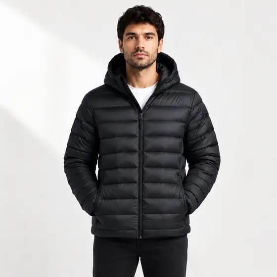 Jaqueta Puffer Masculina Bobojaco Impermeável Quentinho Para Frio Com Capuz