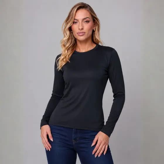 Blusa Térmica Feminina Manga Longa Segunda Pele Forrada Felpada Inverno Frio Intenso Quentinha