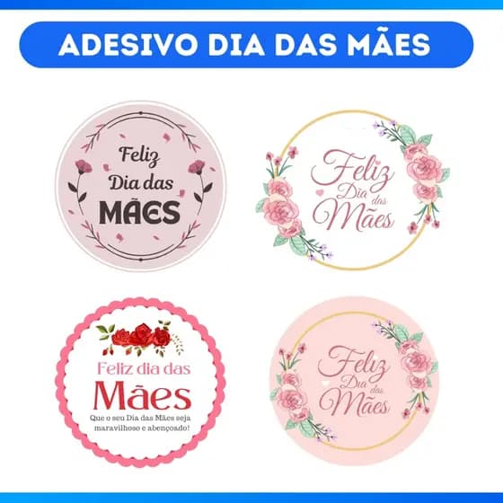 Kit 100 Adesivos Selos Dia das Mães 5x5 cm