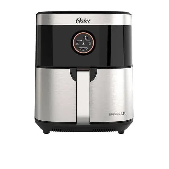 Fritadeira Oster Black&Inox sem Óleo, 4,8L com 8 Funções Pré-programadas e Painel Digital - OFRT660 127V Black Inox