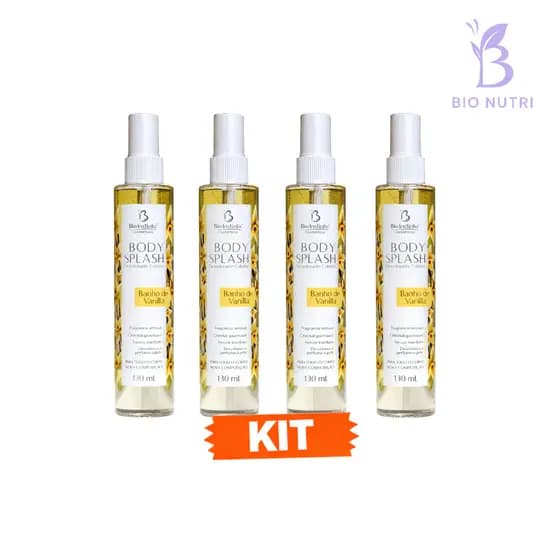 KIT 4 Body Splash Feminino Banho de Vanilla 130ML – Perfumação Suave e Doce | Perfume Corporal
