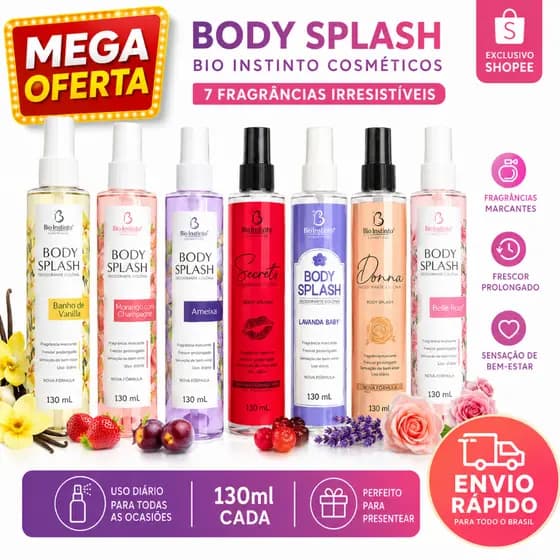 KIT 7 BODY SPLASH – Fragrâncias Encantadoras | Frescor, Perfume e Bem-Estar