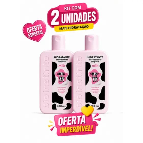 Kit 2 Creme Loção Hidratante Corporal Milk 400ml BIOINSTINTO