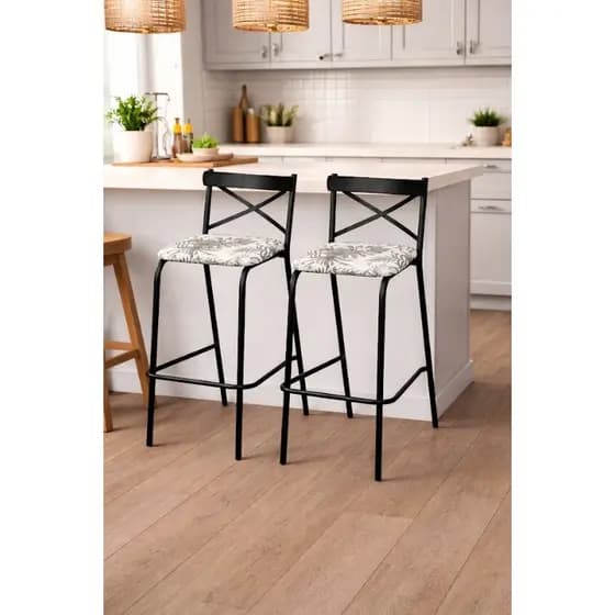 Kit 2 Banquetas Katrina Altas Modelo Industrial 85cm Para Cozinha E Bancada Aço