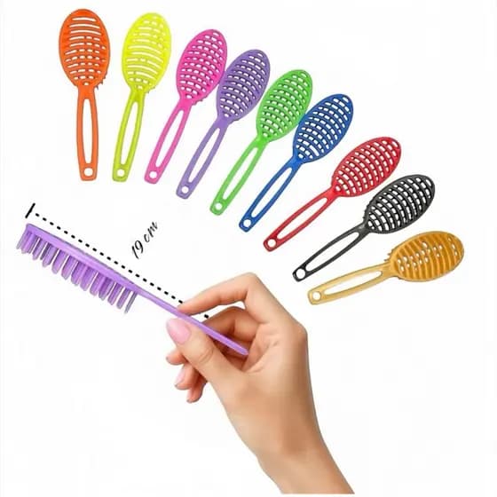 Kit 30, 10 ou 20 Escova Oval Plástica para Cabelos Lisos Cacheados Ondulados e Desembaraçar Cabelos