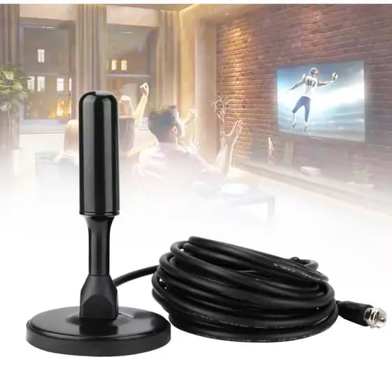 Antena Tv Digital Interna Externa Prova D'água Sinal HDTV Base ImãCabo 5m - A005