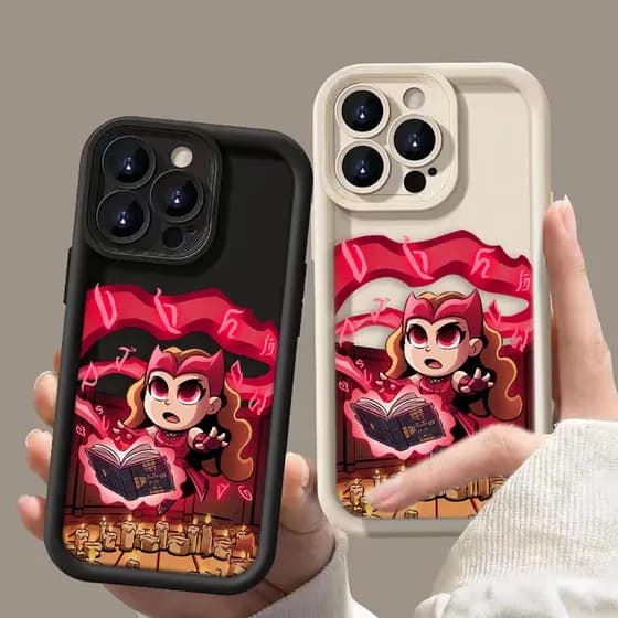 Desenho Animado Scarlet Witch Marvel Angel Eyes Step Capa De Silicone Líquido Para Telefone APPLE iPhone 15 13 12 14 11 SE2020 SE2022 X XS 8 7 6S 6 Pro Max Plus Mini