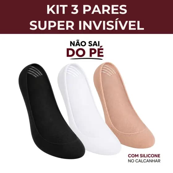Kit 3 Meias Sapatilha Super Invisível Feminina Hoahi Conforto 33-38