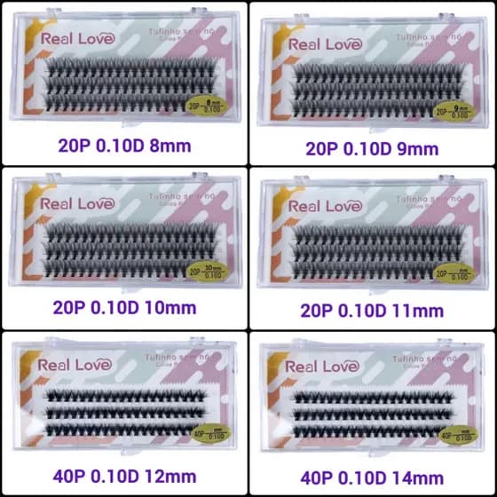 Extensão de Cílios Fio a Fio 0.07D 0.10D 8-14mm Mix Volume Pro -Cílios Tufinho Real Love