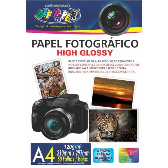 Papel Fotográfico High Glossy 120g/m² com 50 Folhas