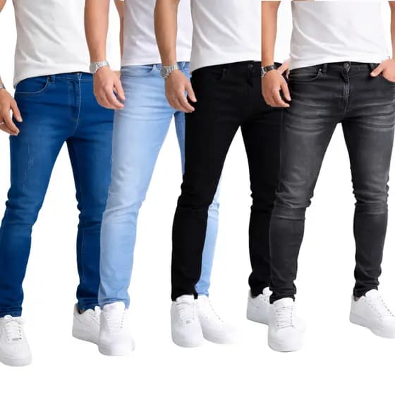 Kit 4 Calças Jeans Masculina Slim Original Elastano Envio Full