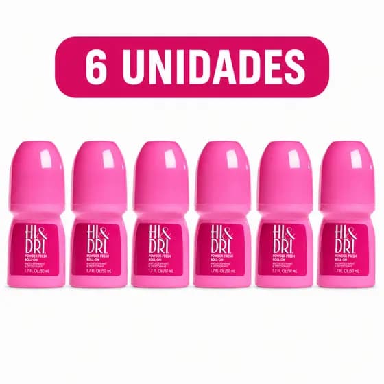 Kit 6 Desodorantes Hi&dri Rollon 50ml Powder Fresh 50ml