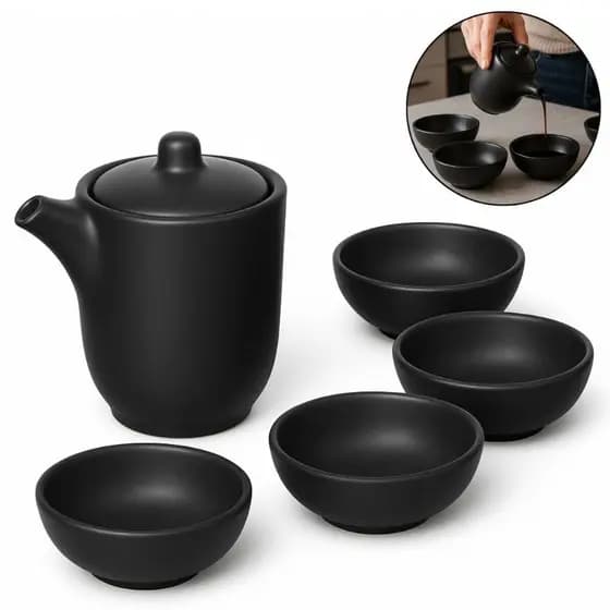 Kit Conjunto Porta Shoyu Molheira Oriental Manhattan Porcelana Comida Japonesa 5 Pçs - Hauskraft