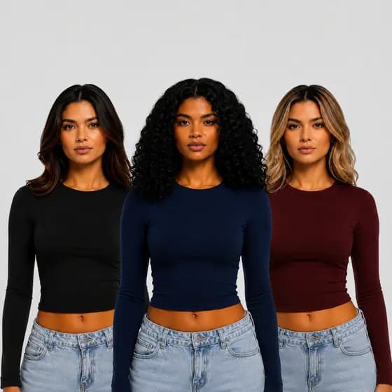 Blusa Blusinha Feminina de Manga Longa Casual Meia Estação Varias Cores