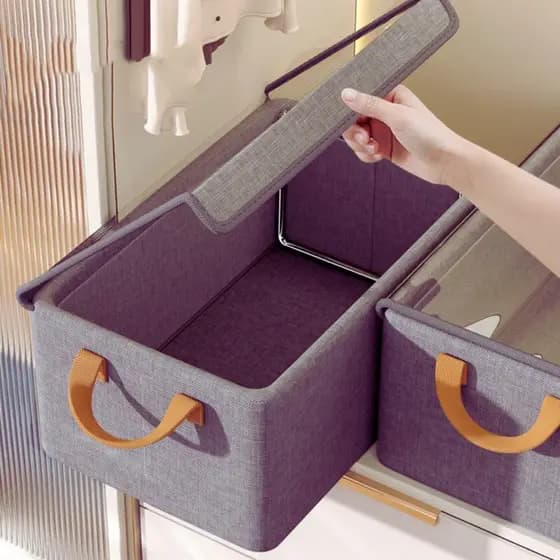 Caixa De Armazenamento De Roupas Grade Para Roupa E Calças Com Tampa