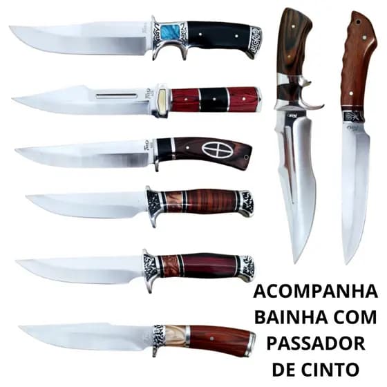 Faca com Bainha Aço Inox Resistente Afiada Caça Pesca Selva
