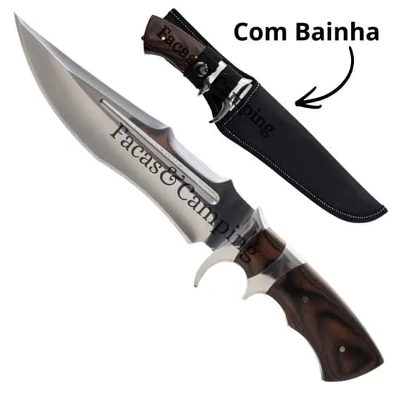 Faca para Churrasco Caça Pesca Camping Aço Cabo Madeira