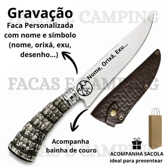 Faca Personalizada Aço Inox Linha Mística Uso Especial com Nome e Figura