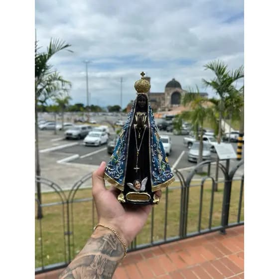 imagem de nossa senhora aparecida resina importada italiana 20cm