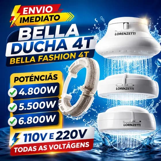 Resistência lorenzetti Compatível Bella Ducha 4T / D.Fashion 4t / Ultra 4T 4800,5500,6800W 110/220
