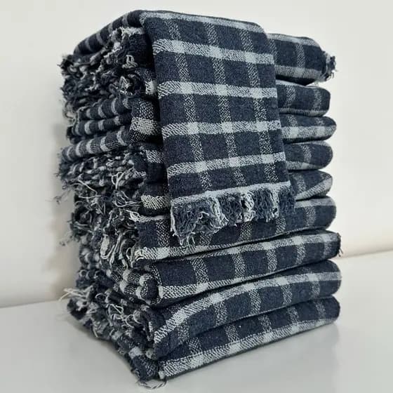 Kit 05 Panos de Chão Premium Xadrez Alvejado 45x75cm – Malha Dupla 100% Algodão