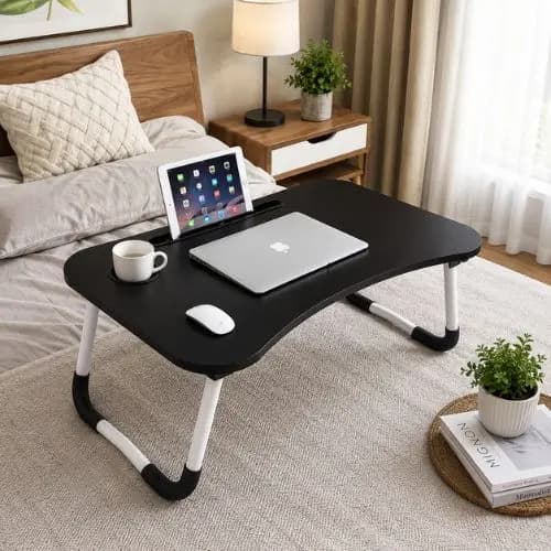Mesa Para Notebook Portátil Dobrável Articulada em Mdf Suporte para Laptop Cama Estudo Porta Tablet